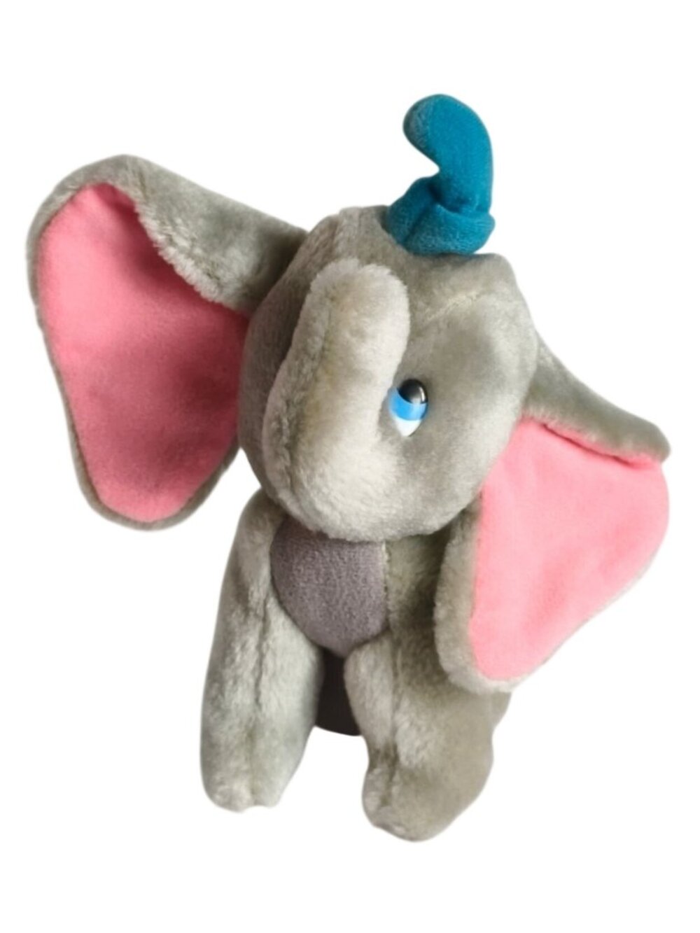 Vtg Walt Disney Dumbo Plush Gray Elephant Pink Ears Blue Hat Stuffed Animal